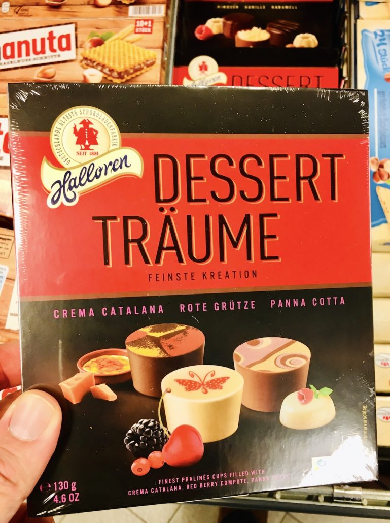 Halloren Dessert-Träume Pralinen mit Crema Catalana-Roter Grütze-Panna ...